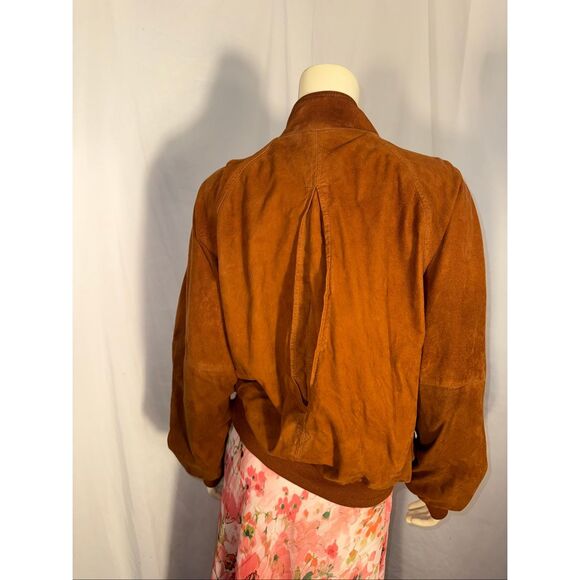 Vintage 1980s Marshall Fields New Traditions Brown Suede Bomber Jacket – North A - Picture 7 of 12